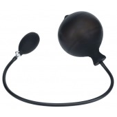 Черная анальная втулка с функцией расширения Ribbed Inflatable Silicone Anal Plug - Shots Media BV