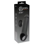 Черная вибронасадка для пениса с хомутом для мошонки и пультом ДУ Remote Controlled Penis Extension - Orion - в Пскове купить с доставкой