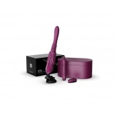 Фиолетовая секс-машина с функцией нагрева, насадками и присоской Sesh - Zalo - купить с доставкой в Пскове