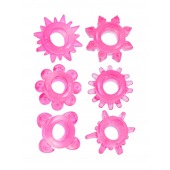 Набор из 6 розовых эрекционных колец с различным рельефом - Erowoman-Eroman - в Пскове купить с доставкой