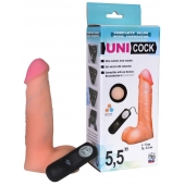 Фаллическая насадка Харнесс UNICOCK 5,5  с вибрацией - 17 см. - LOVETOY (А-Полимер) - купить с доставкой в Пскове