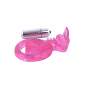 Розовая вибронасадка со стимулятор клитора   Язычок - Toyfa Basic - в Пскове купить с доставкой