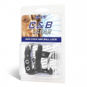 Утяжка на пенис на замочке Duo Cock And Ball Lock - BlueLine - купить с доставкой в Пскове
