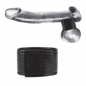Чёрная утяжка на мошонку 1  Velcro Ball Stretcher - BlueLine - купить с доставкой в Пскове