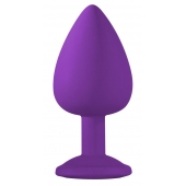 Большая фиолетовая анальная пробка Emotions Cutie Large с голубым кристаллом - 10 см. - Lola Games - купить с доставкой в Пскове