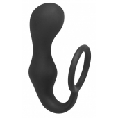 Чёрное эрекционное кольцо с анальной пробкой Double Pleasure Anal Plug - Lola Games - в Пскове купить с доставкой