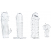 Набор из 4 насадок на член Pleasured Penis Enhancement Sleeve 4 Pack - XR Brands - в Пскове купить с доставкой