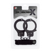 Чёрные наручники из листового металла в комплекте с веревкой BONDX METAL CUFFS LOVE ROPE SET - Dream Toys - купить с доставкой в Пскове