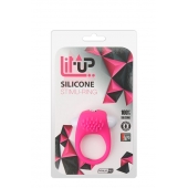 Розовое эрекционное кольцо с щеточкой LIT-UP SILICONE STIMU RING 5 - Dream Toys - в Пскове купить с доставкой