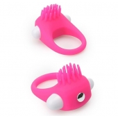Розовое эрекционное кольцо с щеточкой LIT-UP SILICONE STIMU RING 5 - Dream Toys - в Пскове купить с доставкой