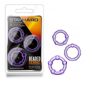 Набор из 3 фиолетовых эрекционных колец Stay Hard Beaded Cockrings - Blush Novelties - в Пскове купить с доставкой
