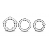 Набор из 3 прозрачных эрекционных колец Stay Hard Beaded Cockrings - Blush Novelties - в Пскове купить с доставкой