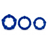 Набор из 3 синих эрекционных колец Stay Hard Beaded Cockrings - Blush Novelties - в Пскове купить с доставкой