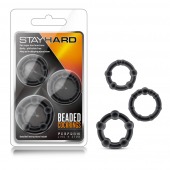 Набор из 3 чёрных эрекционных колец Stay Hard Beaded Cockrings - Blush Novelties - в Пскове купить с доставкой