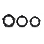 Набор из 3 чёрных эрекционных колец Stay Hard Beaded Cockrings - Blush Novelties - в Пскове купить с доставкой