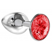 Малая серебристая анальная пробка Diamond Red Sparkle Small с красным кристаллом - 7 см. - Lola Games - купить с доставкой в Пскове