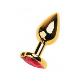 Золотистая анальная пробка с кристаллом-сердцем - 7,5 см. - ToyFa - купить с доставкой в Пскове