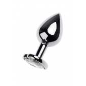 Серебристая анальная пробка с прозрачным кристаллом-сердцем - 8 см. - ToyFa - купить с доставкой в Пскове