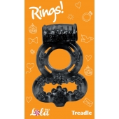 Чёрное эрекционное кольцо Rings Treadle с подхватом - Lola Games - в Пскове купить с доставкой