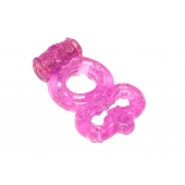 Розовое эрекционное кольцо Rings Treadle с подхватом - Lola Games - в Пскове купить с доставкой