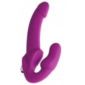 Ярко-розовый безремневой вибрострапон Evoke Vibrating Strapless Silicone Strap-on Dildo - XR Brands - купить с доставкой в Пскове
