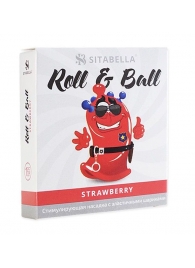 Стимулирующий презерватив-насадка Roll   Ball Strawberry - Sitabella - купить с доставкой в Пскове