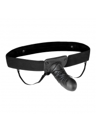 Чёрный полый страпон с вибрацией Unisex Vibrating Hollow Strap-On - 14 см. - Lux Fetish - купить с доставкой в Пскове