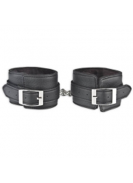 Черные фиксаторы для ног на цепи с мехом внутри - Lux Fetish - купить с доставкой в Пскове