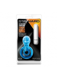 Голубое эрекционное виброкольцо 10 Function Vibrating Tongue Ring - Blush Novelties - в Пскове купить с доставкой