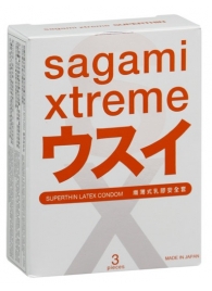 Ультратонкие презервативы Sagami Xtreme SUPERTHIN - 3 шт. - Sagami - купить с доставкой в Пскове