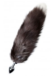 Серебристая металлическая анальная втулка с хвостом чернобурой лисы - размер S - ToyFa - купить с доставкой в Пскове