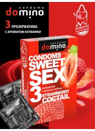 Презервативы для орального секса DOMINO Sweet Sex с ароматом клубничного коктейля  - 3 шт. - Domino - купить с доставкой в Пскове