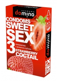 Презервативы для орального секса DOMINO Sweet Sex с ароматом клубничного коктейля  - 3 шт. - Domino - купить с доставкой в Пскове