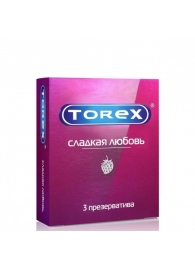 Презервативы Torex  Сладкая любовь  с ароматом клубники - 3 шт. - Torex - купить с доставкой в Пскове