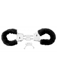 Меховые чёрные наручники Beginner s Furry Cuffs - Pipedream - купить с доставкой в Пскове