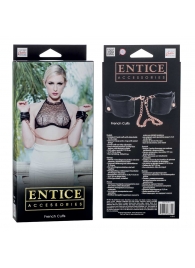 Черные мягкие наручники Entice French Cuffs с цепью - California Exotic Novelties - купить с доставкой в Пскове