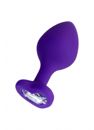 Фиолетовая анальная втулка Diamond Heart с прозрачным кристаллом - 8 см. - ToyFa - купить с доставкой в Пскове