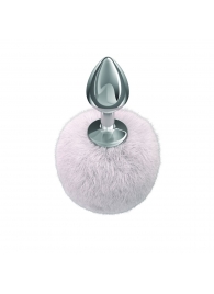 Серебристая анальная пробка с белым пушистым хвостиком Twinkle - Lola Games - купить с доставкой в Пскове