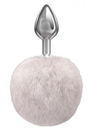 Серебристая анальная пробка с белым пушистым хвостиком Twinkle - Lola Games - купить с доставкой в Пскове