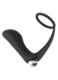 Черное эрекционное кольцо с анальной вибропробкой Vibrating Ring   Plug - Orion - в Пскове купить с доставкой