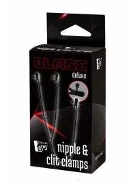 Черные зажимы на соски и клитор на цепочке DELUXE NIPPLE   CLIT CLAMPS - Dream Toys - купить с доставкой в Пскове