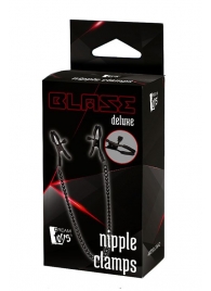 Черные зажимы на соски на цепочке BLAZE DELUXE NIPPLE CLAMPS - Dream Toys - купить с доставкой в Пскове