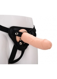 Черные трусики с телесной насадкой STRAP ON REAL DILDO - 21 см. - Dream Toys - купить с доставкой в Пскове