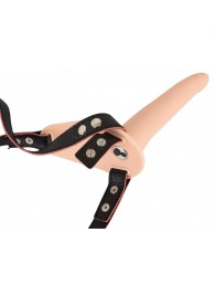 Телесный поясной страпон с вибрацией Vibrating Strap-On - 15,7 см. - Orion - купить с доставкой в Пскове