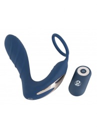 Синий вибростимулятор простаты с кольцом - 14,5 см. - Orion - в Пскове купить с доставкой