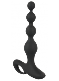 Черная анальная цепочка с вибрацией Rechargeable Anal Beads - 20 см. - Orion