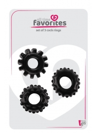 Набор из 3 черных эрекционных колец SET OF 3 COCKRINGS - Dream Toys - в Пскове купить с доставкой