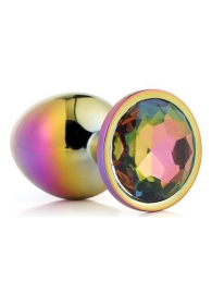 Голографическая анальная втулка с радужным кристаллом - 7,1 см. - Dream Toys - купить с доставкой в Пскове
