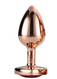 Золотистая анальная втулка с кристаллом-сердечком розового цвета - 7,1 см. - Dream Toys - купить с доставкой в Пскове