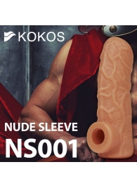 Телесная открытая насадка-реалистик с подхватом мошонки Nude Sleeve M - 12 см. - KOKOS - в Пскове купить с доставкой